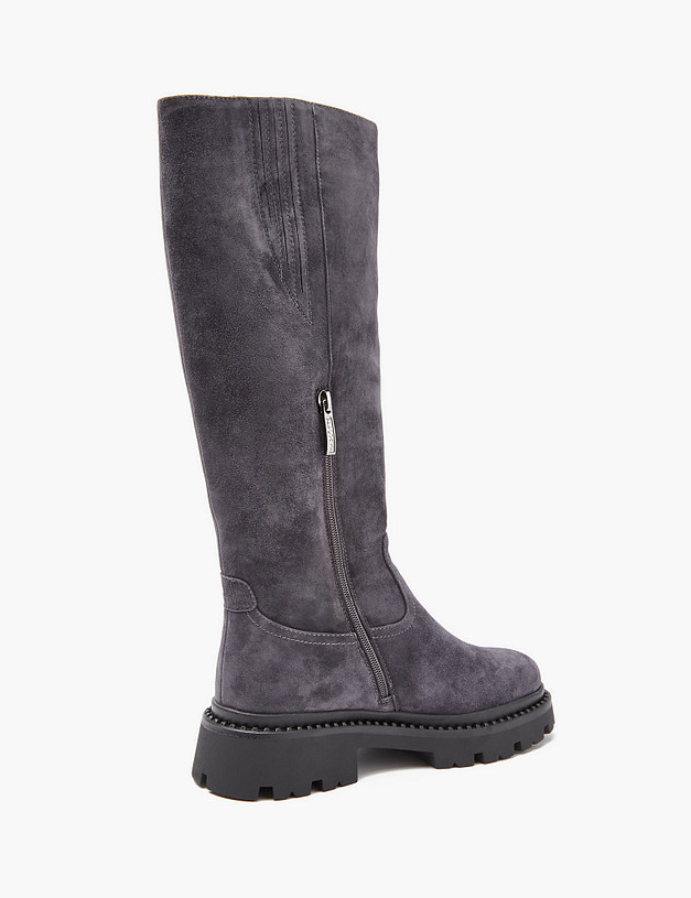 Серые велюровые женские зимние сапоги MASCOTTE 233-3201737-3656M | ракурс 3