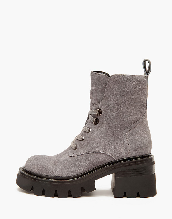 233-3201421-0210 Ботинки женские велюр/ворсин-нат.кожа серый, Mascotte