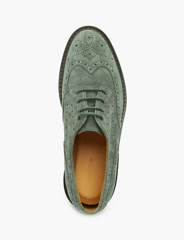 Зеленые женские броги из велюра MASCOTTE 22-1101111-4606M | ракурс 5