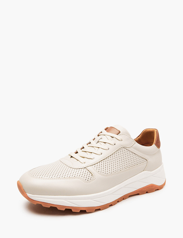 Молочные мужские кроссовки с сетчатыми вставками MASCOTTE 175-5110311-8130M | ракурс 2