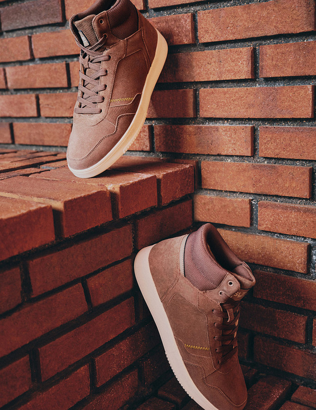 Коричневые мужские утепленные высокие кеды MASCOTTE 189-320156-0209 | ракурс 1