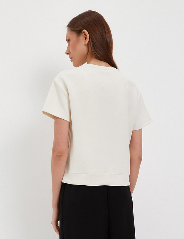 Молочная женская футболка MASCOTTE 890-4106-2401 | ракурс 6 Молочная женская футболка MASCOTTE 890-4106-2401 | ракурс 6