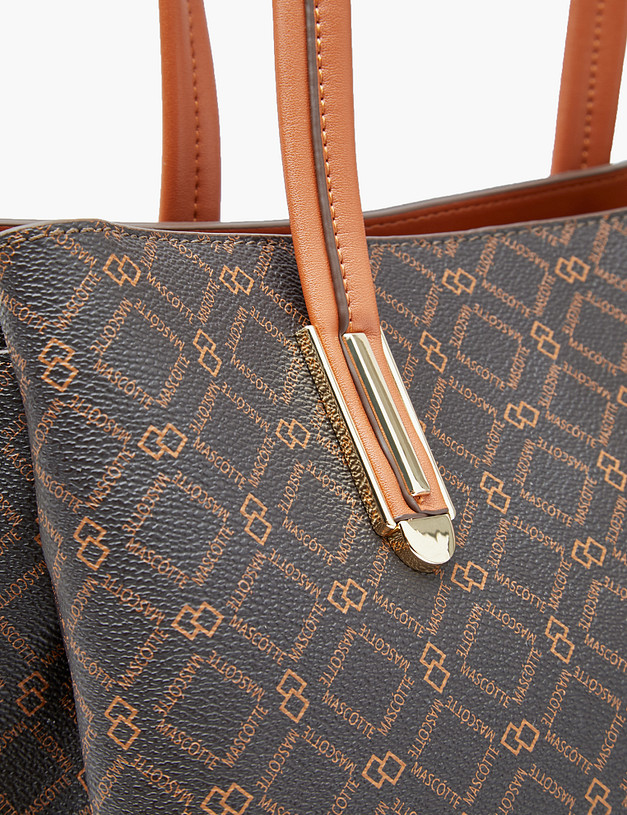 Коричневая женская сумка с фирменным принтом MASCOTTE 602-2208-609 | ракурс 6