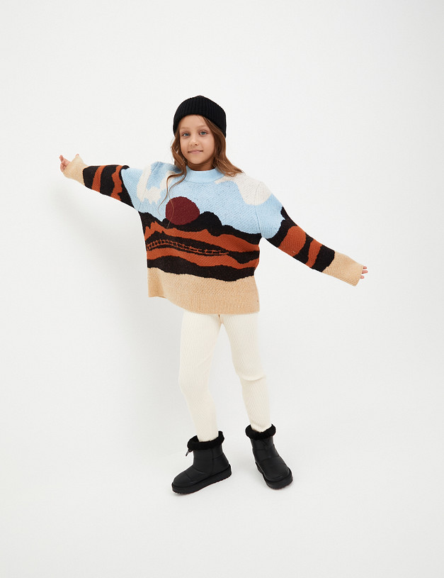 Черные кожаные детские угги MASCOTTE 234-3264311-0102 | ракурс 1