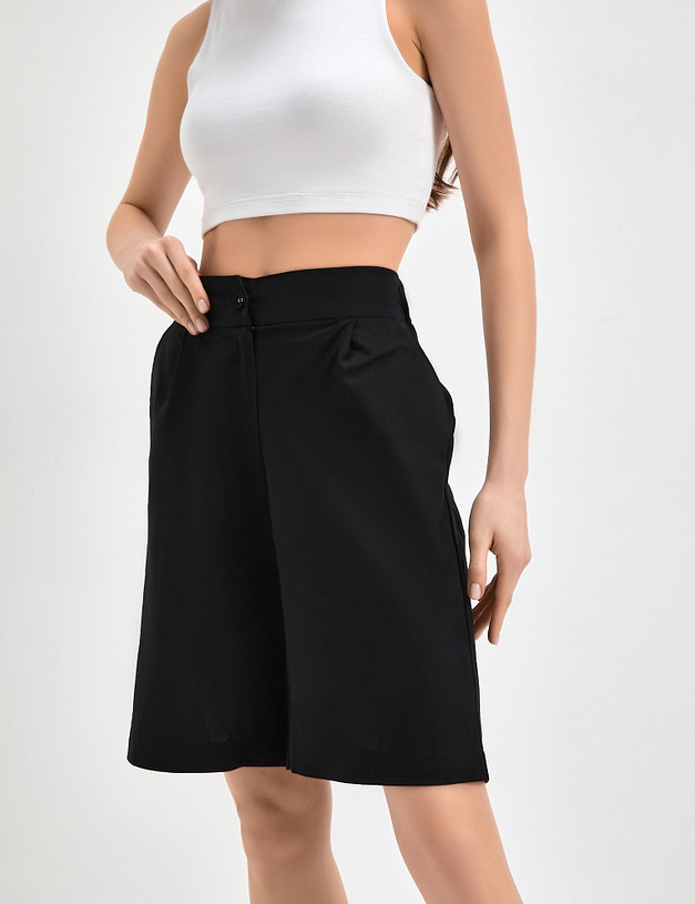 Женские шорты с защипами из смесового льна  MASCOTTE 790-3119-2702 | ракурс 7