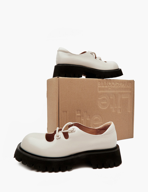 Молочные женские полуботинки из кожи MASCOTTE 58-412211-0101 | ракурс 7