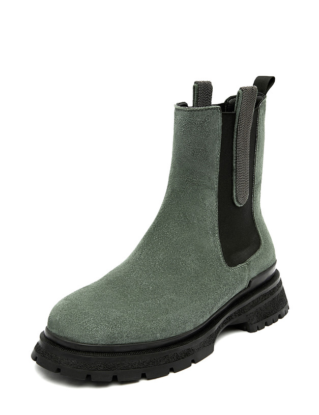 Зеленые велюровые женские челси MASCOTTE 126-220922-4606M | ракурс 2