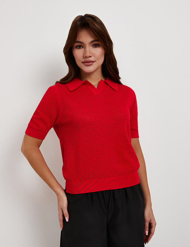 Красная женская футболка-поло MASCOTTE 852-6114-2605 | ракурс 1