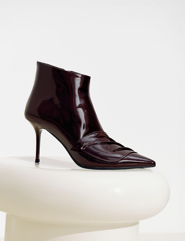 Бордовые женские лакированные ботильоны MASCOTTE 126-523721-3786M | ракурс 1