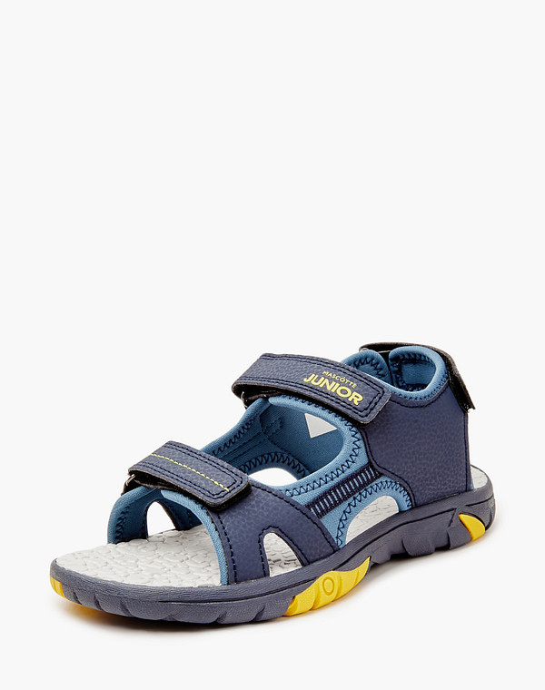 64-412121-0603 Туфли летние мальч./девич. и.кожа-текстиль/текстиль темн-синий-синий, Mascotte JUNIOR