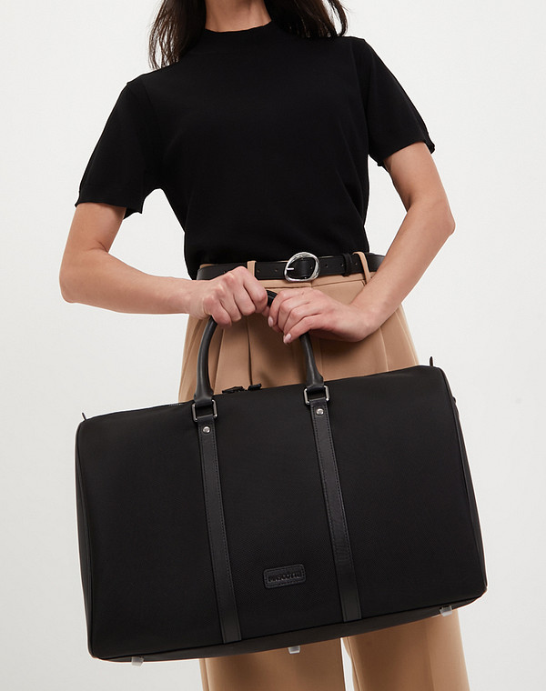 604-4102-202 Сумка дорожная М/Ж текстиль-нат.кожа/текстиль черн, L, Mascotte