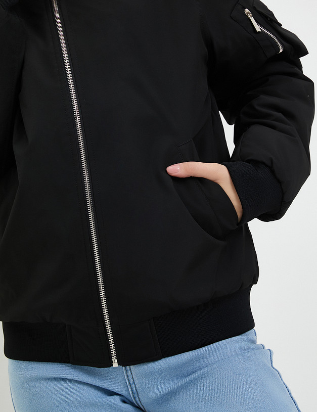Черный женский бомбер MASCOTTE 234-3302-2402 | ракурс 6