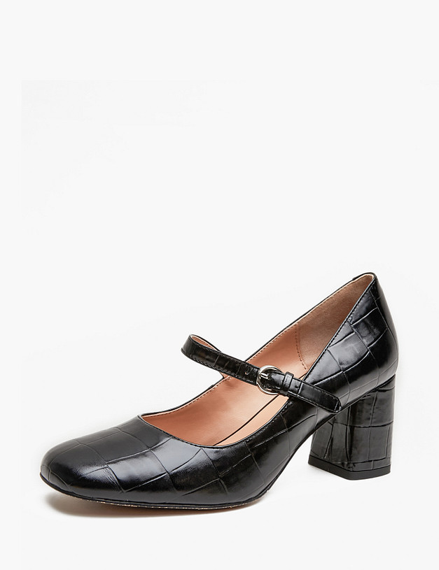 Черные женские туфли Мэри Джейн с тиснением MASCOTTE 126-420311-0502 | ракурс 2 Черные женские туфли Мэри Джейн с тиснением MASCOTTE 126-420311-0502 | ракурс 2