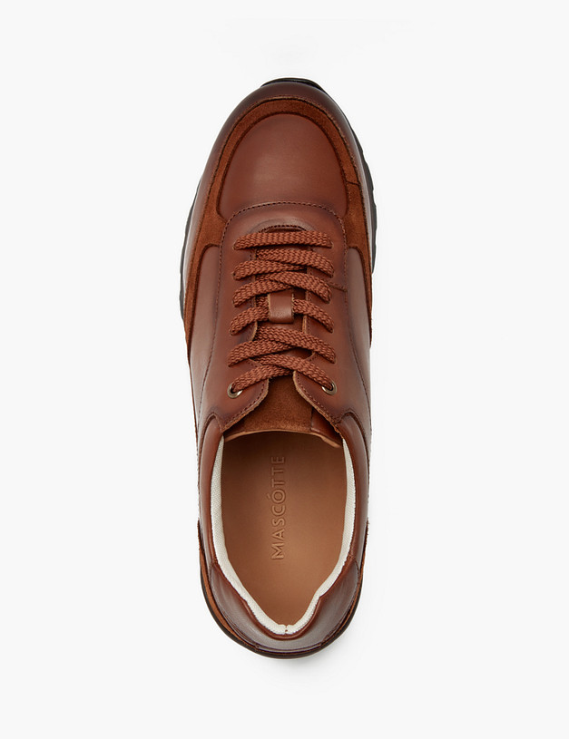 Рыжие кожаные мужские кроссовки MASCOTTE 58-3131223-4186M | ракурс 4