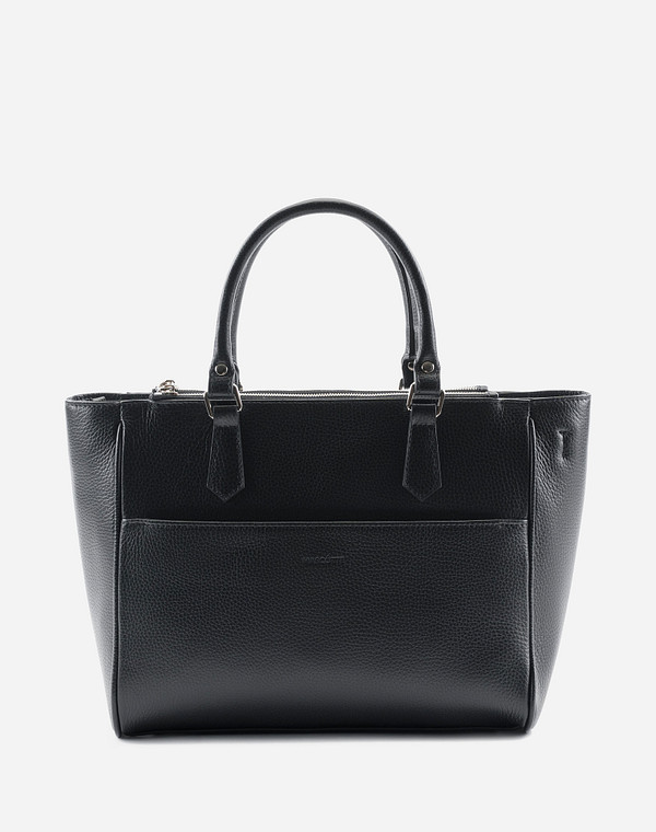 697-0201-102 Сумка женская нат.кожа/текстиль черн, M, Mascotte