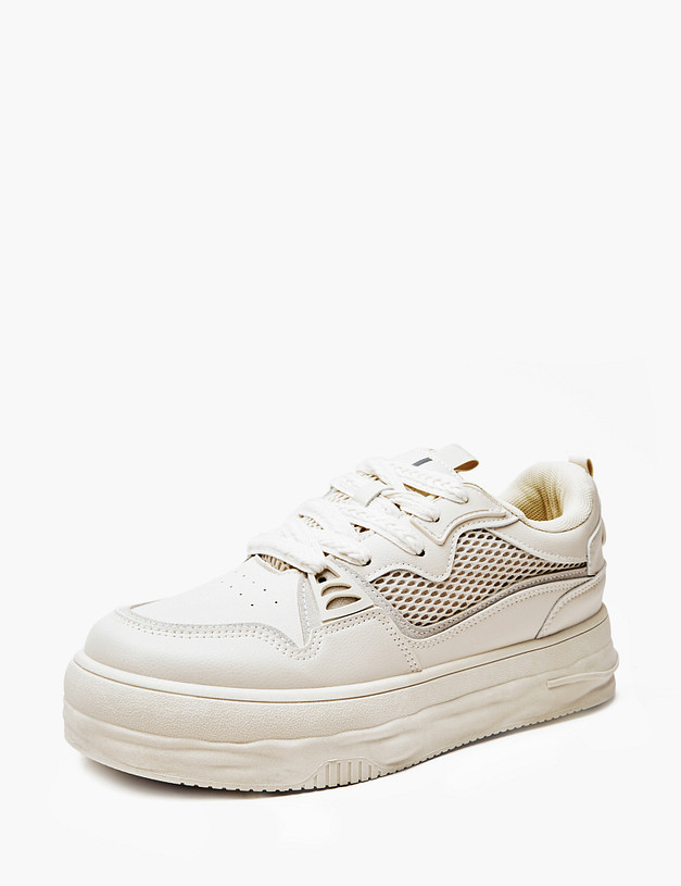 Молочные женские кеды с сетчатыми вставками MASCOTTE 64-410921-0601 | ракурс 3