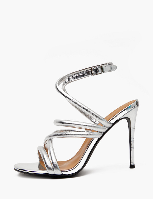 Серебристые женские босоножки MASCOTTE 100-411412-0116 | ракурс 2