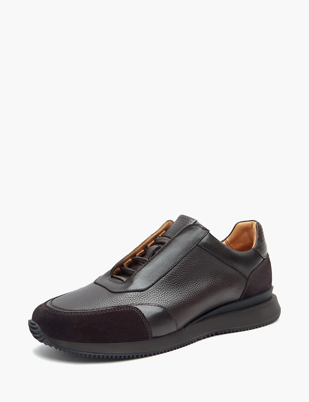 Коричневые мужские кроссовки из кожи и велюра MASCOTTE 175-3292211-8111M | ракурс 2