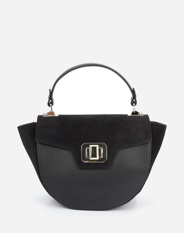 697-1218-102 Сумка женская нат.кожа-велюр/текстиль черн, Mascotte