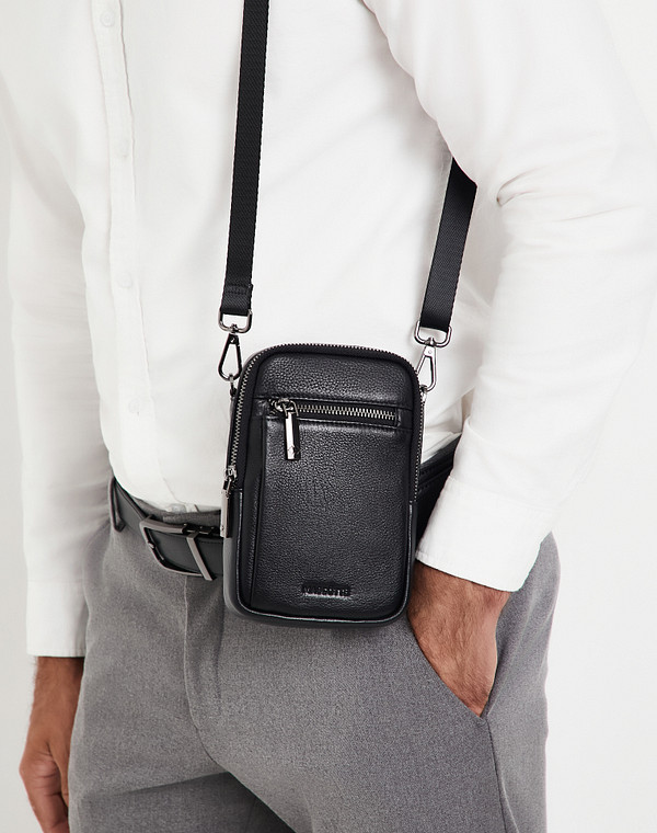 622-5209-102 Сумка мужская нат.кожа/текстиль черн, S, Mascotte