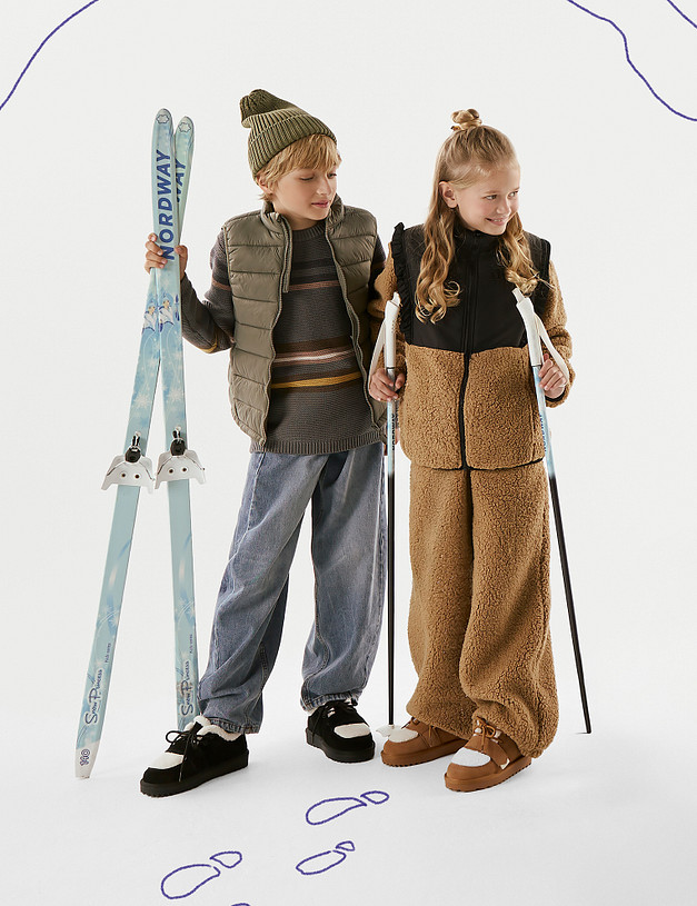 Черно-белые детские угги MASCOTTE 98-521051-0202 | ракурс 1