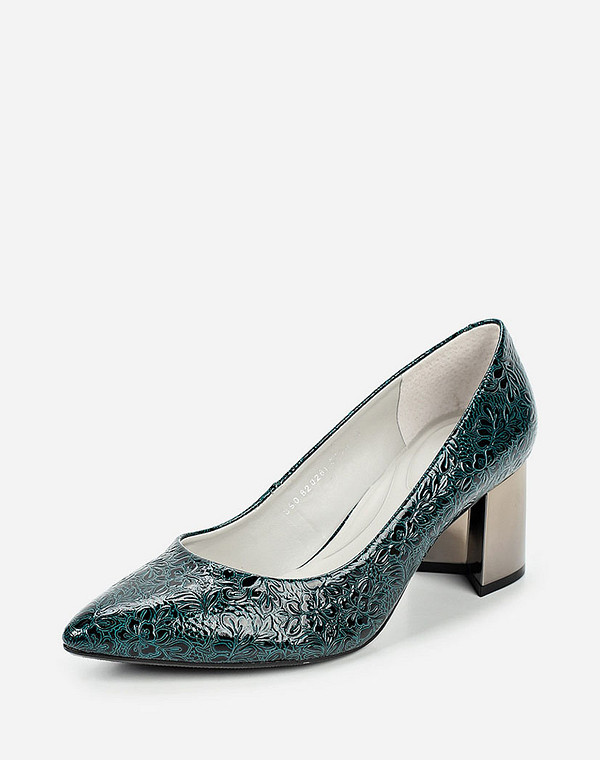 390-820261-0704 Туфли женские лак.кожа/и.кожа зелен, Mascotte