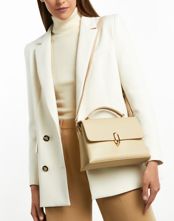 604-2207-608 Сумка женская кож.спилок-и.кожа/текстиль беж, S, Mascotte