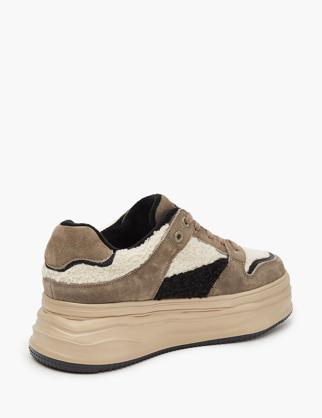 Бежевые женские кеды на платформе MASCOTTE 234-324121-0204 | ракурс 3