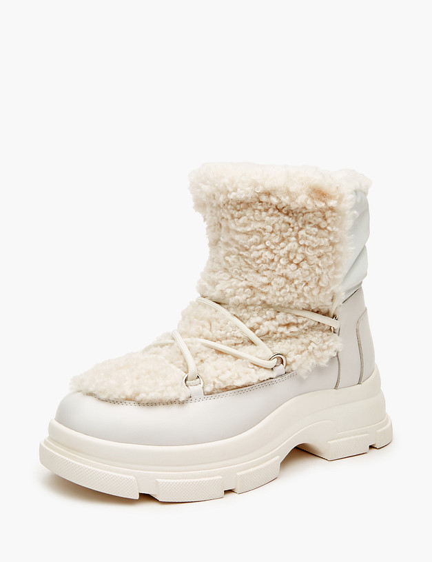 Белые женские ботинки на меху MASCOTTE 233-3201938-7102M | ракурс 2