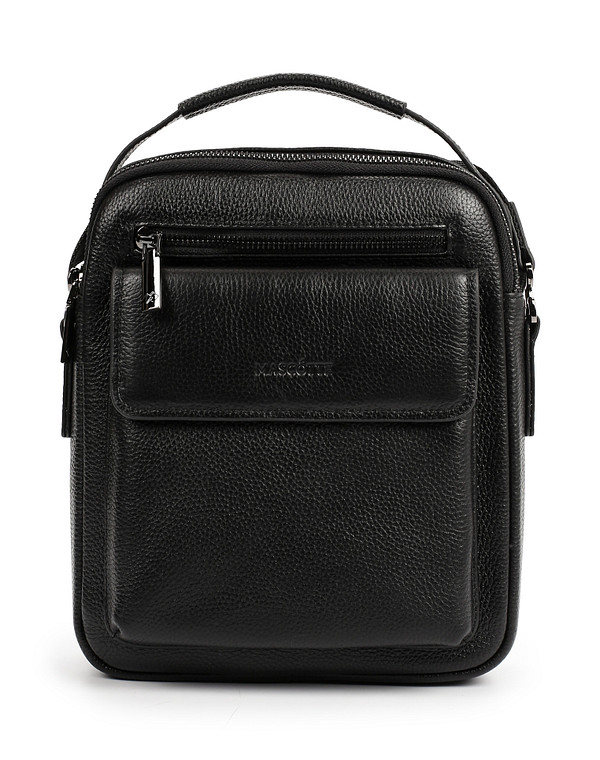 602-1212-102 Сумка мужская нат.кожа-текстиль/текстиль черн, S, Mascotte