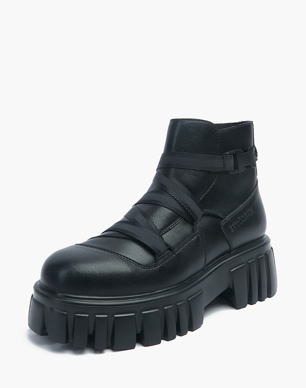 234-224922-0602 Ботинки женские кож.спилок/ворсин черн, Mascotte