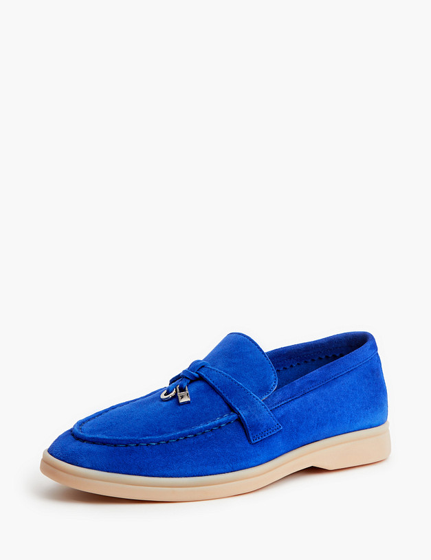 Синие женские лоферы из велюра MASCOTTE 11-110311-0603 | ракурс 3