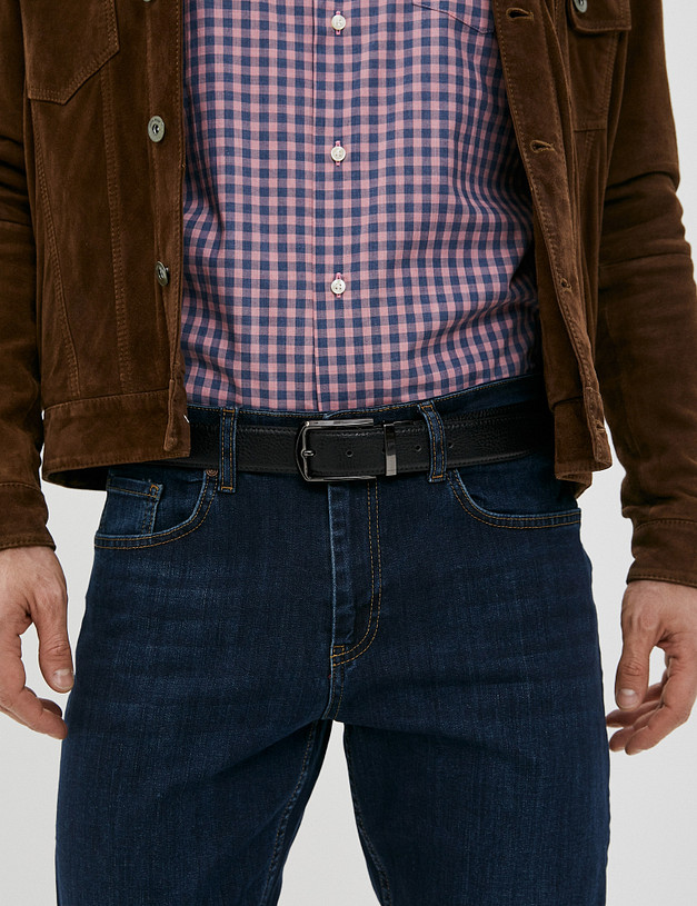 Черный кожаный мужской ремень MASCOTTE 727-0215-102 | ракурс 1