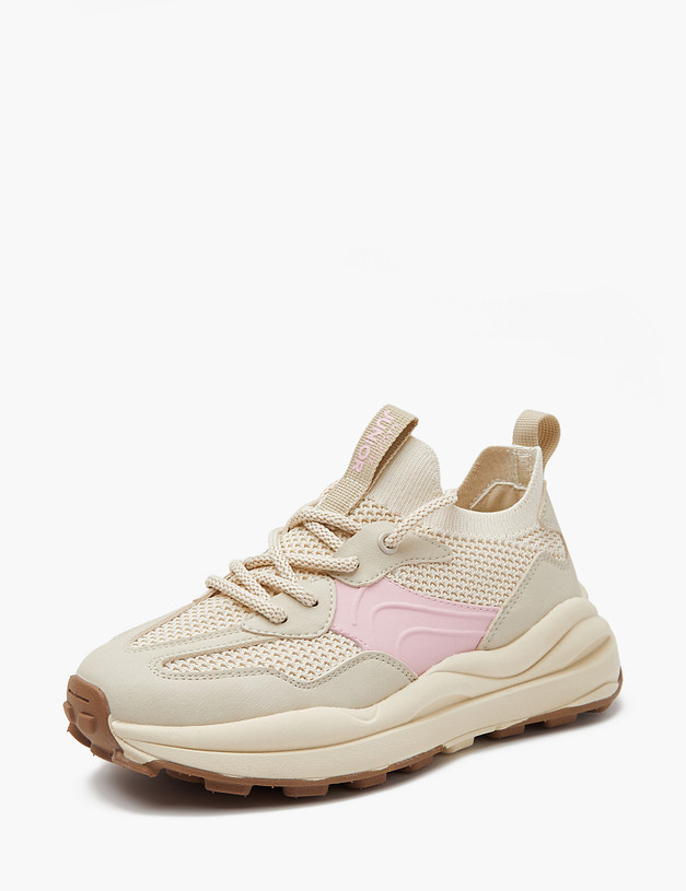 Молочные кроссовки для девочек с сетчатыми вставками MASCOTTE 234-413721-0606 | ракурс 4