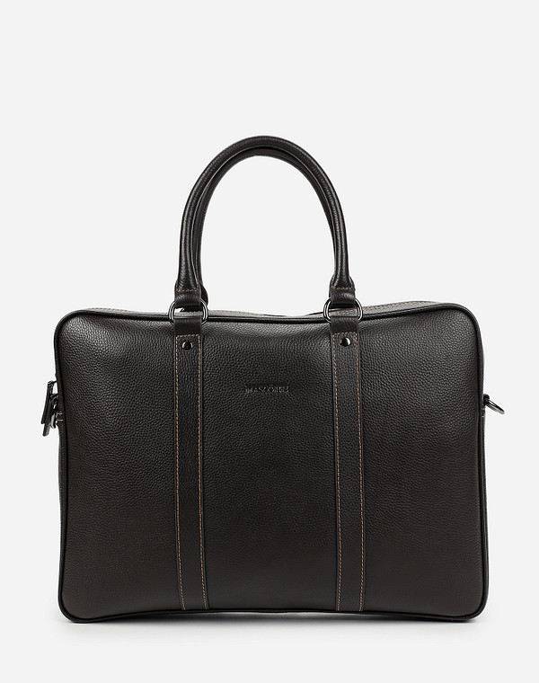 602-1127-109 Сумка мужская нат.кожа/текстиль корич, L, Mascotte