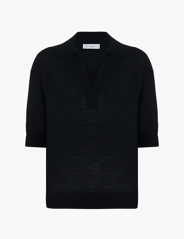 Черный женский джемпер из шерсти мериноса MASCOTTE 870-4214-7502 | ракурс 7
