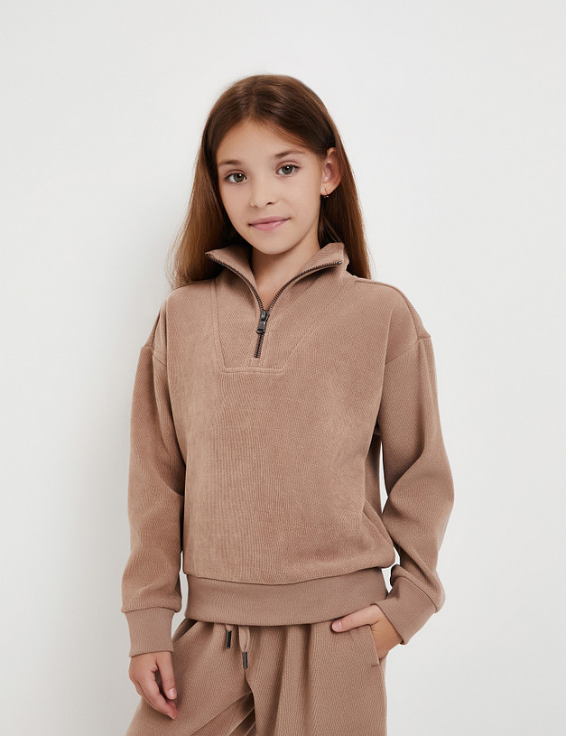Джемпер для девочек цвета капучино MASCOTTE 888-5215-2409 | ракурс 1
