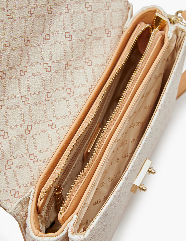 Белая женская сумка с фирменным принтом MASCOTTE 602-2205-601 | ракурс 4