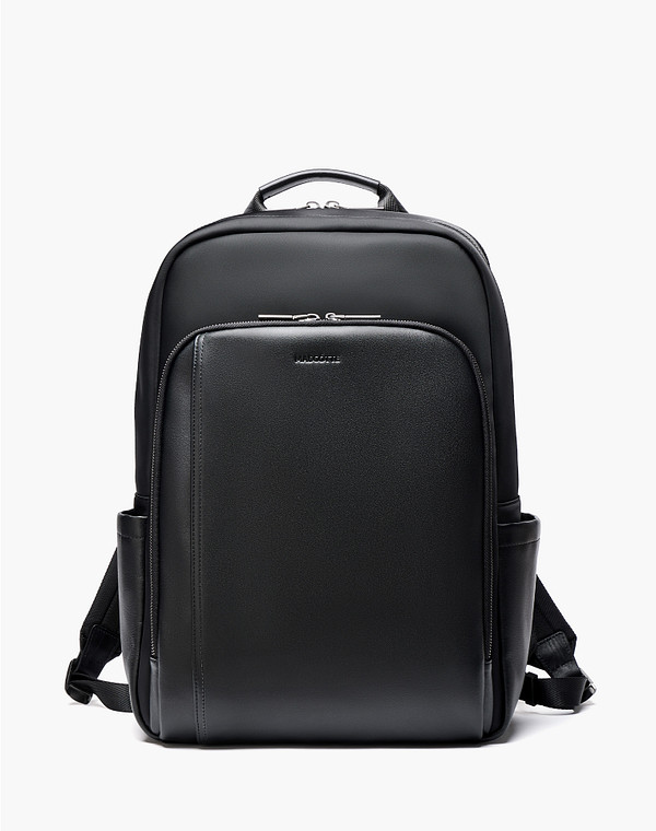 604-6105-202 Рюкзак мужской текстиль-нат.кожа/текстиль-ворсин черн, L, Mascotte