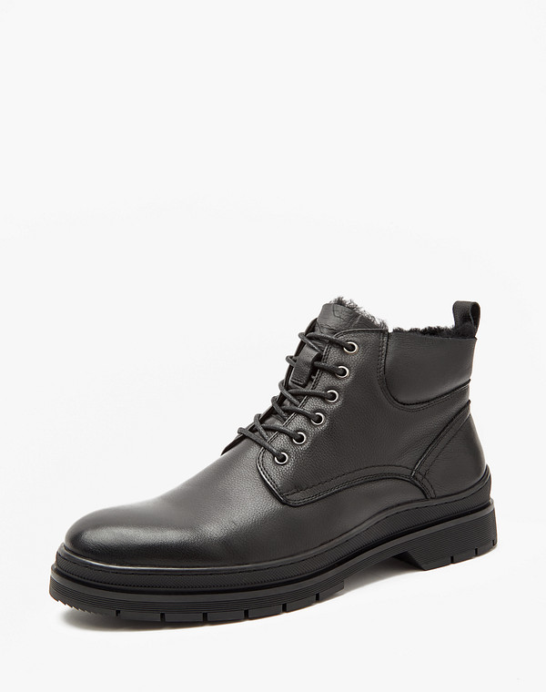 58-124631-0102 Ботинки мужские нат.кожа/мех-нат.кожа черн, Mascotte