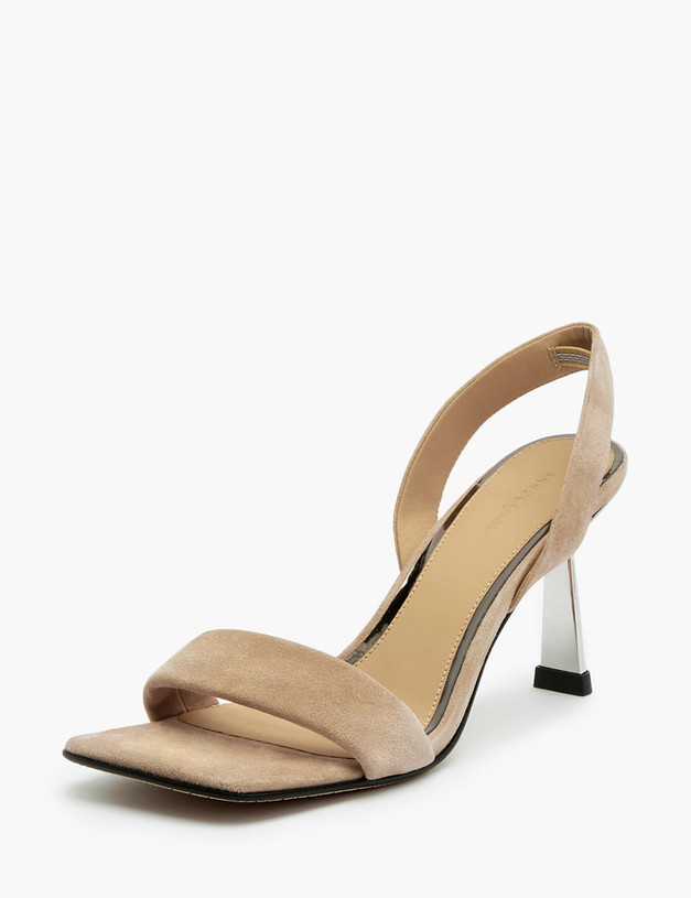 Бежевые велюровые босоножки MASCOTTE 175-3182812-3612M | ракурс 2