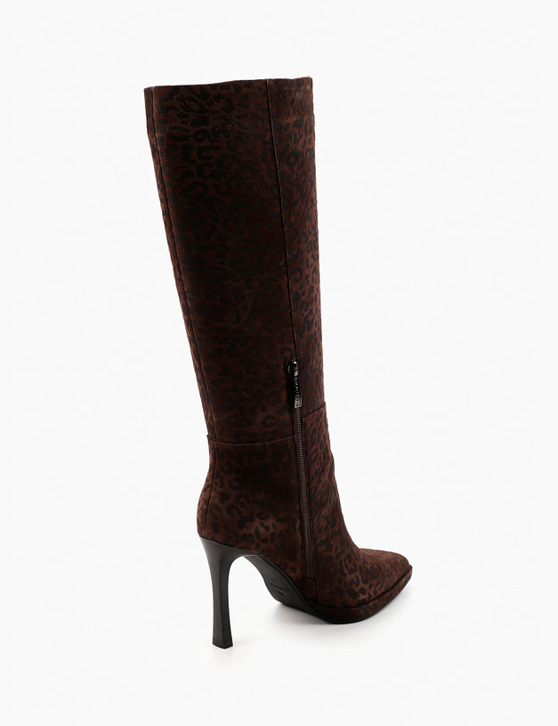 Коричневые женские сапоги с леопардовым принтом MASCOTTE 195-421021-0609 | ракурс 3