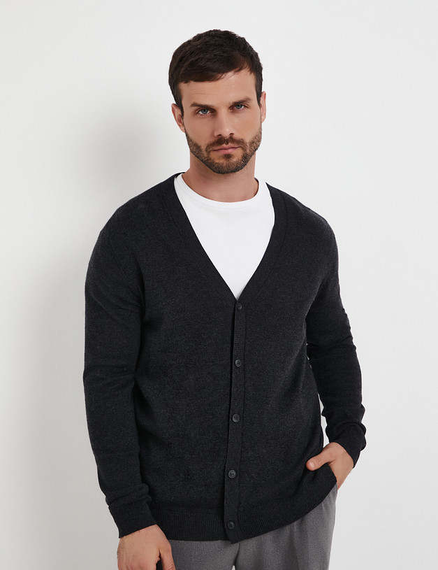 Графитовый мужской кардиган MASCOTTE 852-5220-7510 | ракурс 1