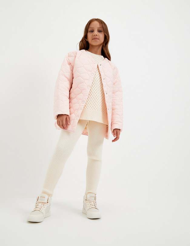 Молочные высокие кроссовки для девочек MASCOTTE 234-321921-0601 | ракурс 2