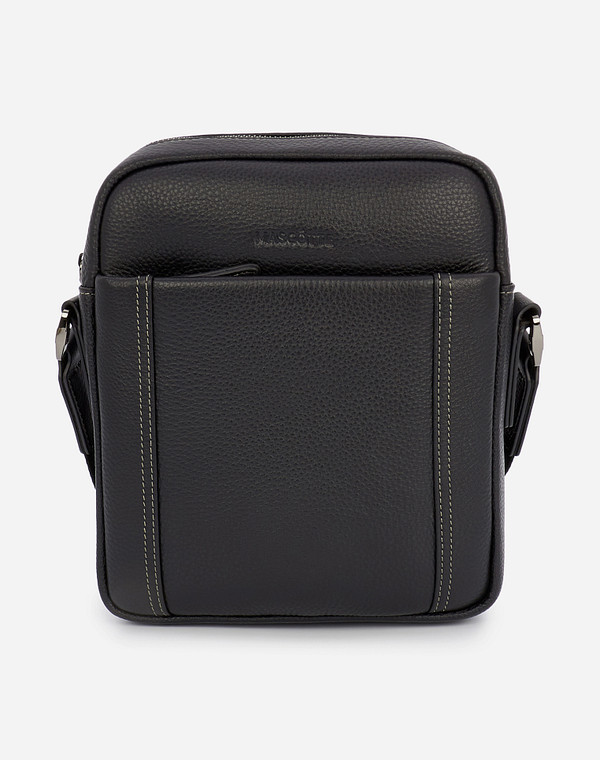 604-1204-102 Сумка мужская нат.кожа-и.кожа/текстиль черн, S, Mascotte