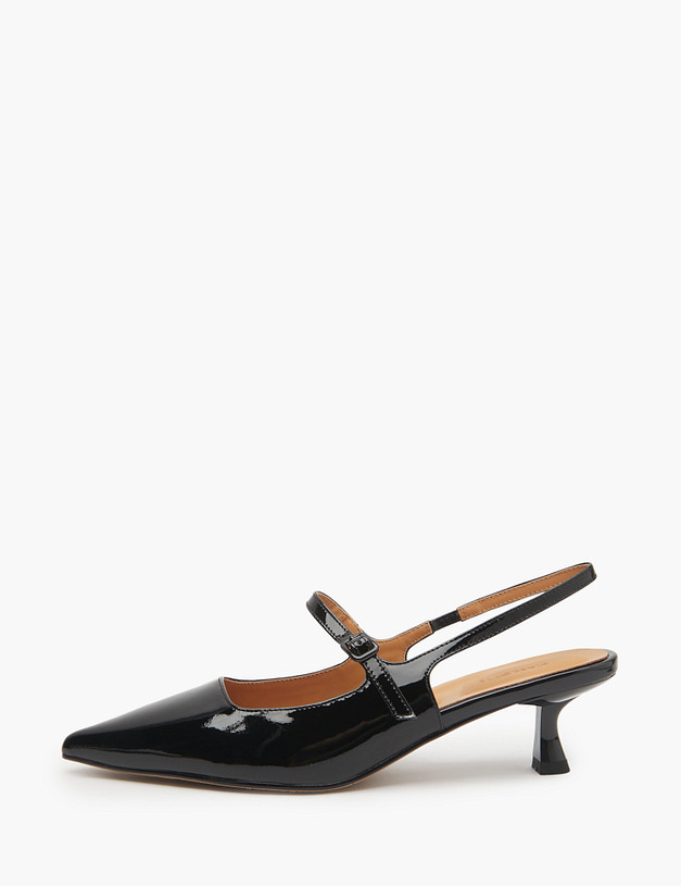 Черные лакированные женские слингбэки MASCOTTE 126-513611-0702 | ракурс 1