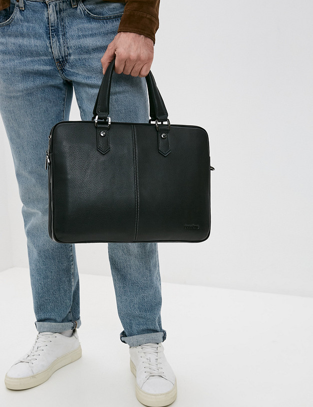 Черный мужской портфель из кожи MASCOTTE 622-1106-102 | ракурс 1