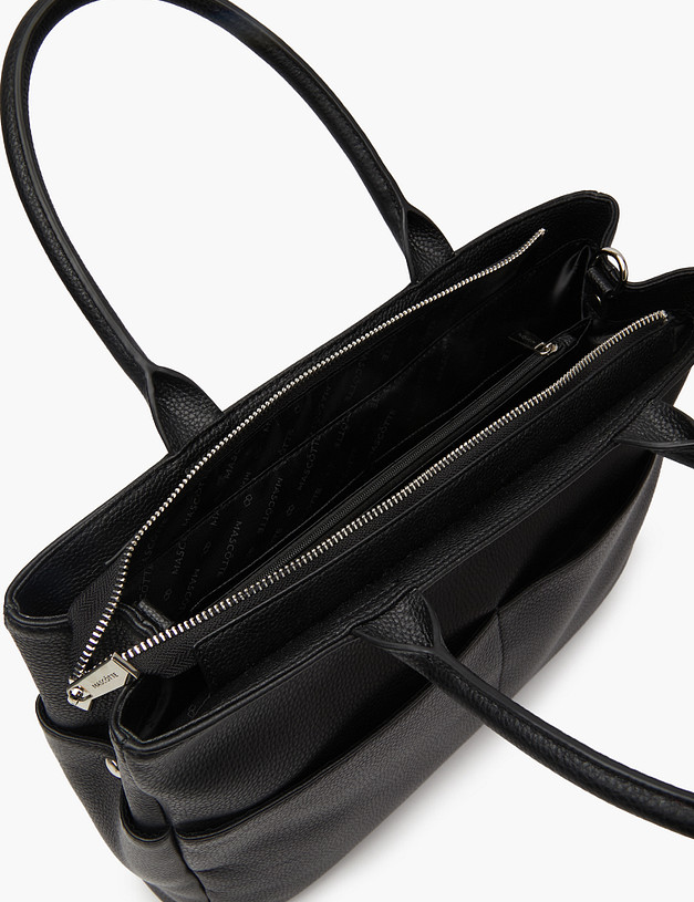 Черная кожаная женская сумка-тоут MASCOTTE 660-3201-102 | ракурс 4