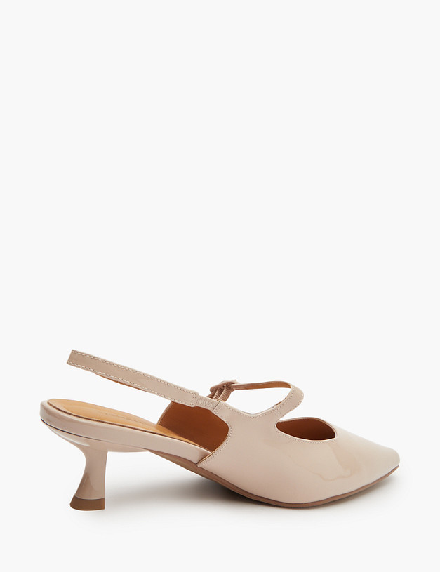 Бежевые лакированные женские слингбэки MASCOTTE 126-513611-3719M | ракурс 3