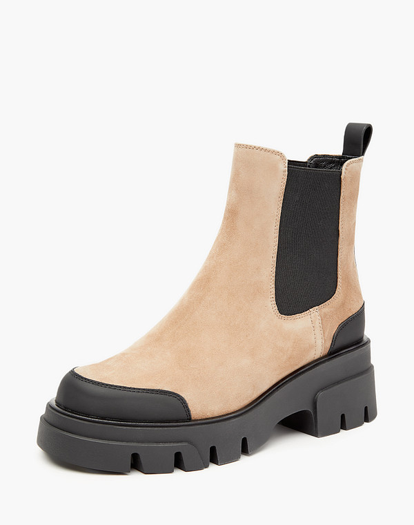 233-321721-0608 Ботинки женские велюр-нат.кожа/ворсин-нат.кожа беж-черн, Mascotte